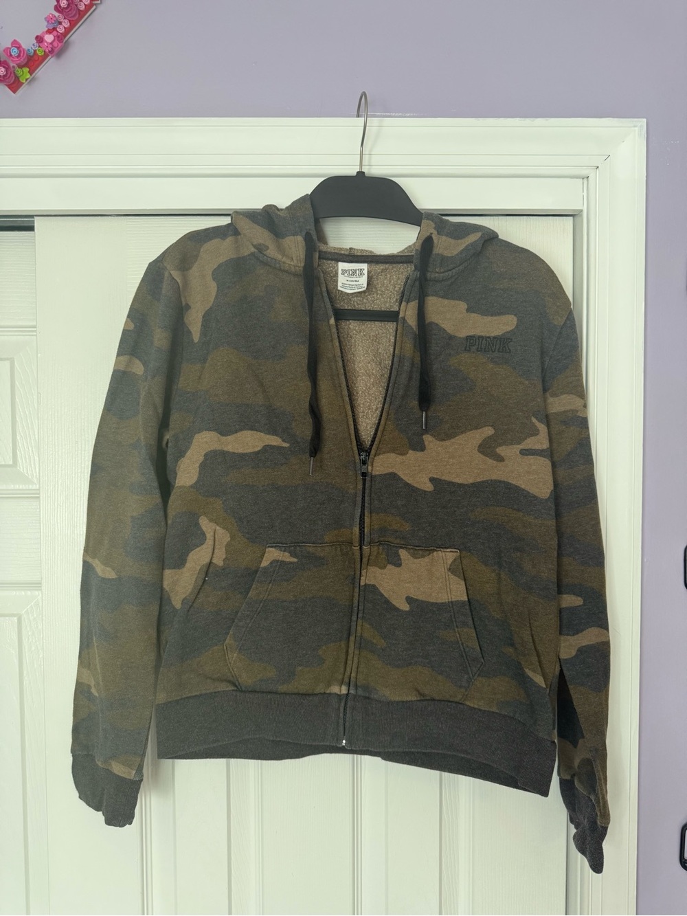 PINK Victoria's Secret Camouflage Zip-Up Hoodie in Green & Brown